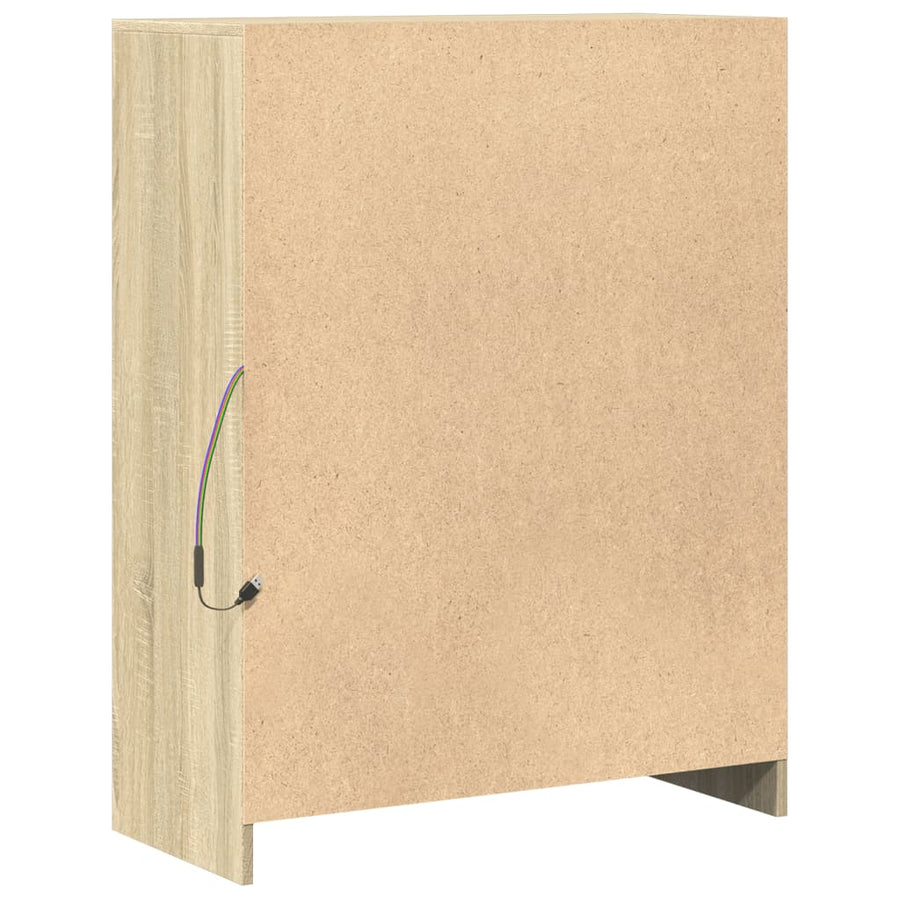 Dressoir met LED 77x34x100 cm bewerkt hout sonoma eikenkleurig
