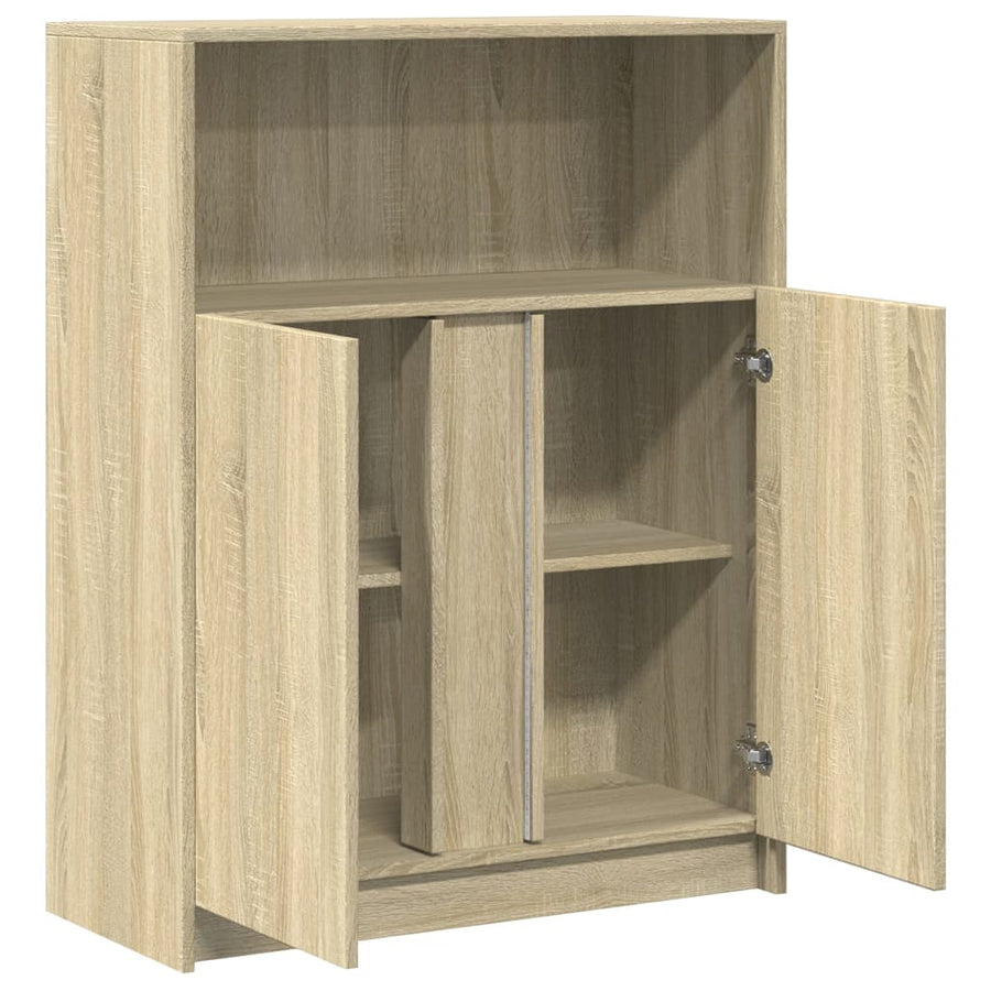 Dressoir met LED 77x34x100 cm bewerkt hout sonoma eikenkleurig