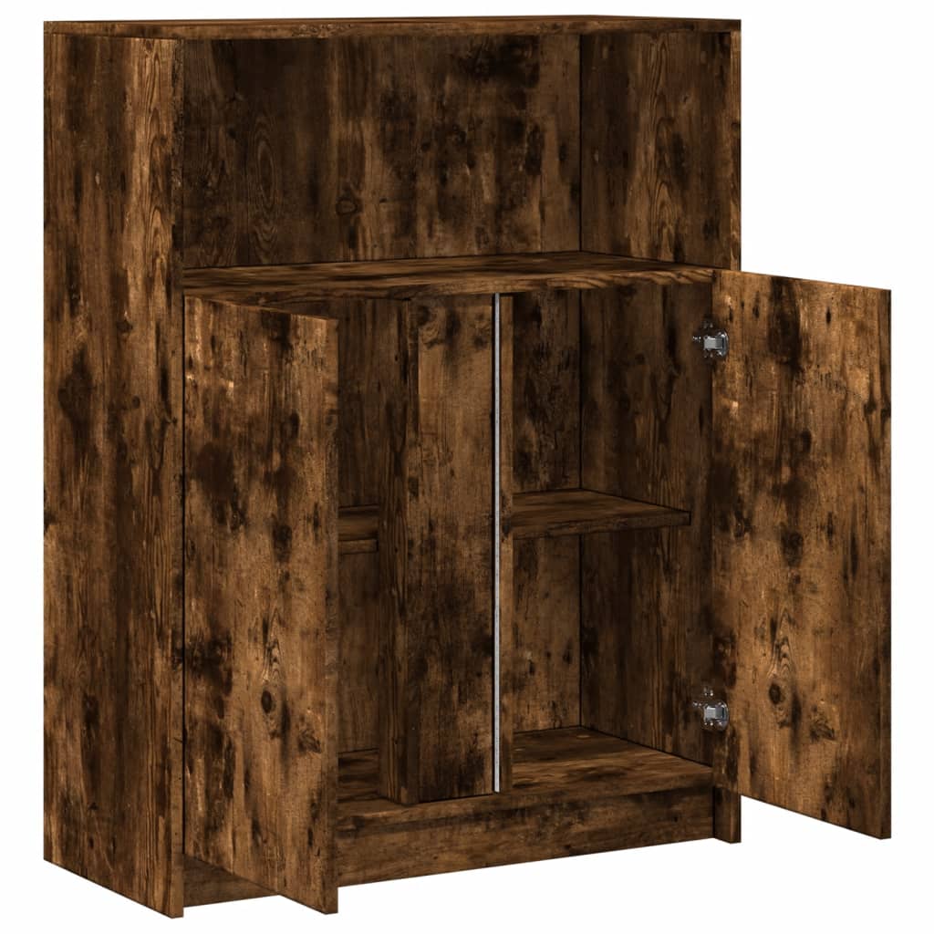 Dressoir met LED 77x34x100 cm bewerkt hout gerookt eikenkleurig