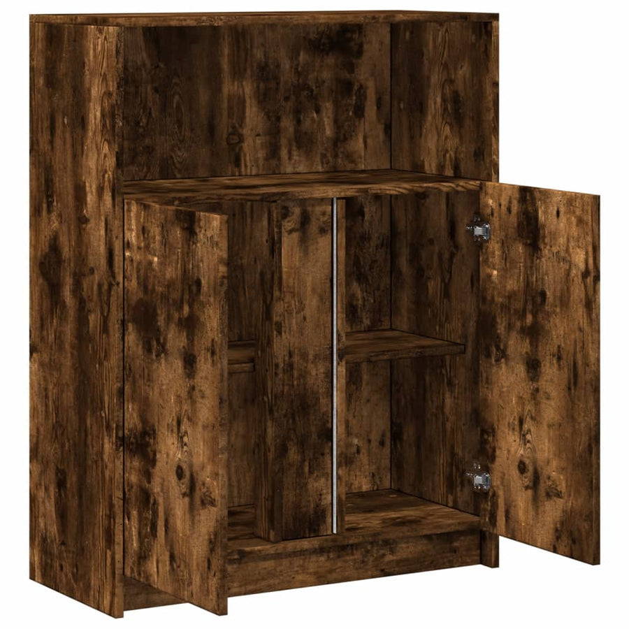 Dressoir met LED 77x34x100 cm bewerkt hout gerookt eikenkleurig