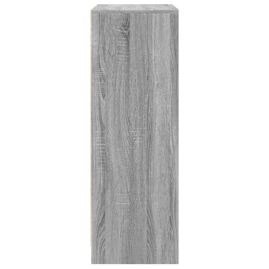Dressoir met LED 77x34x100 cm bewerkt hout grijs sonoma eiken