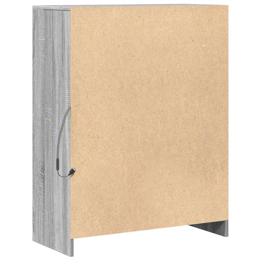 Dressoir met LED 77x34x100 cm bewerkt hout grijs sonoma eiken