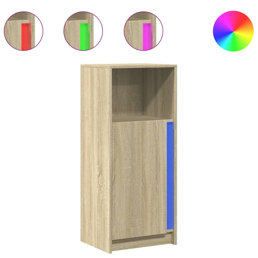 Dressoir met LED 42,5x34x100 cm bewerkt hout sonoma eikenkleur