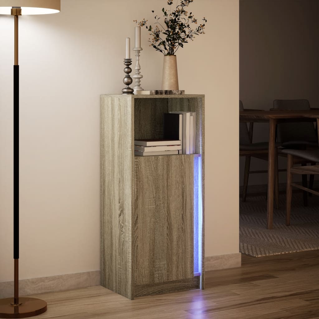 Dressoir met LED 42,5x34x100 cm bewerkt hout sonoma eikenkleur