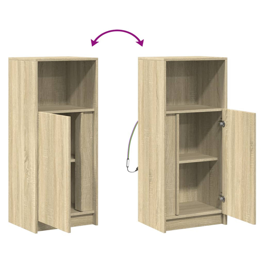 Dressoir met LED 42,5x34x100 cm bewerkt hout sonoma eikenkleur