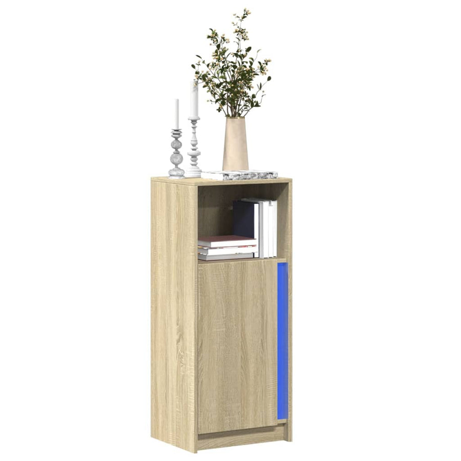 Dressoir met LED 42,5x34x100 cm bewerkt hout sonoma eikenkleur