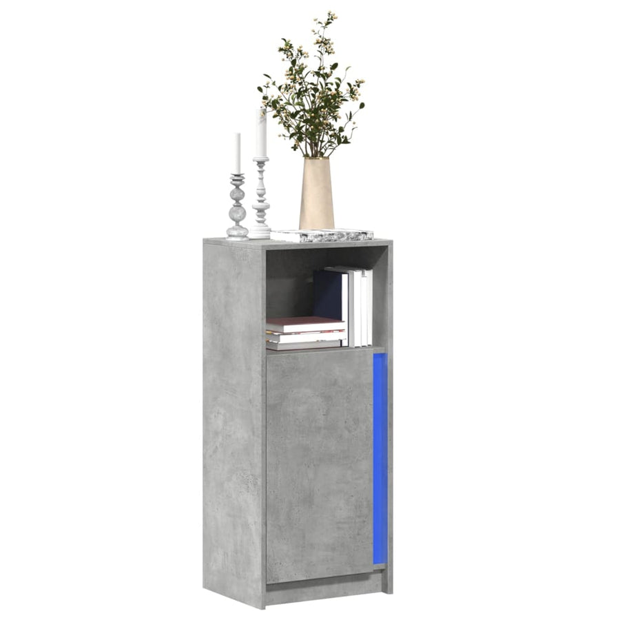 Dressoir met LED 42,5x34x100 cm bewerkt hout betongrijs