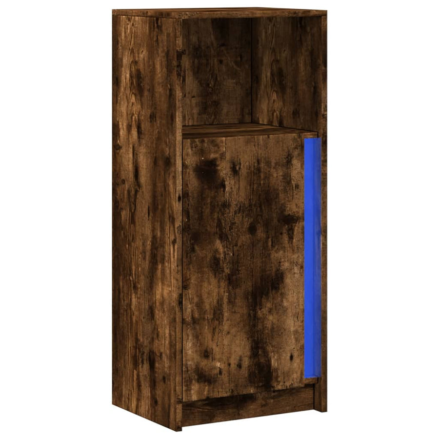 Dressoir met LED 42,5x34x100 cm bewerkt hout gerookt eikenkleur
