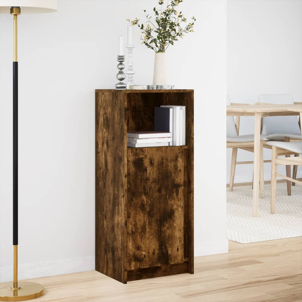 Dressoir met LED 42,5x34x100 cm bewerkt hout gerookt eikenkleur