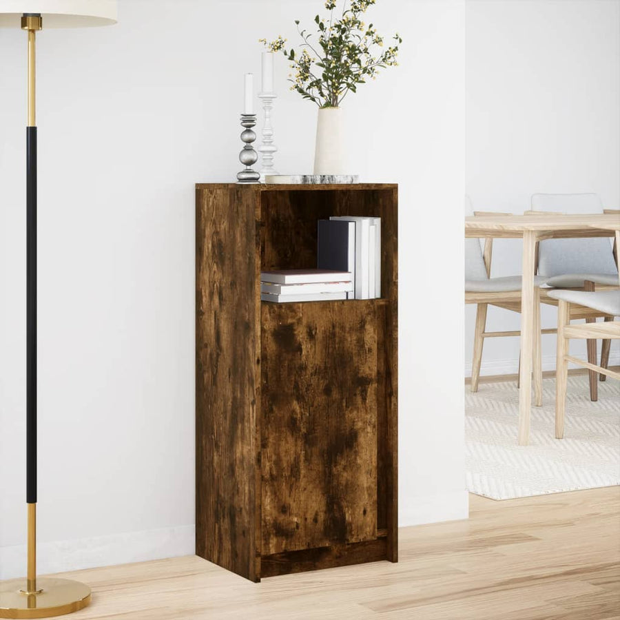 Dressoir met LED 42,5x34x100 cm bewerkt hout gerookt eikenkleur