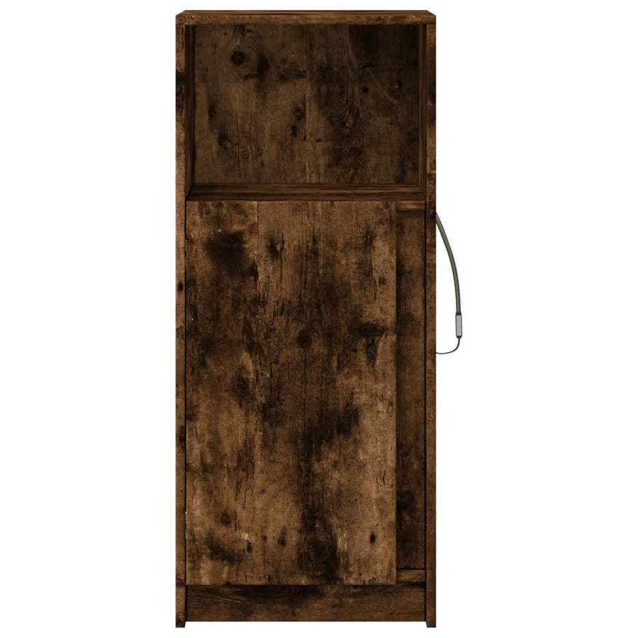 Dressoir met LED 42,5x34x100 cm bewerkt hout gerookt eikenkleur
