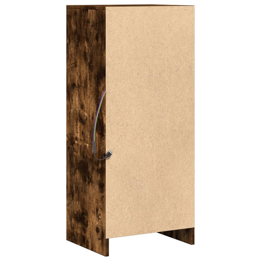 Dressoir met LED 42,5x34x100 cm bewerkt hout gerookt eikenkleur