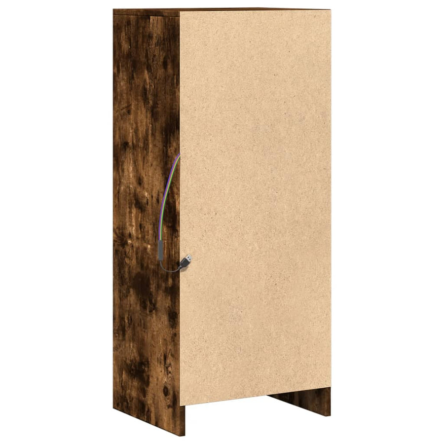 Dressoir met LED 42,5x34x100 cm bewerkt hout gerookt eikenkleur