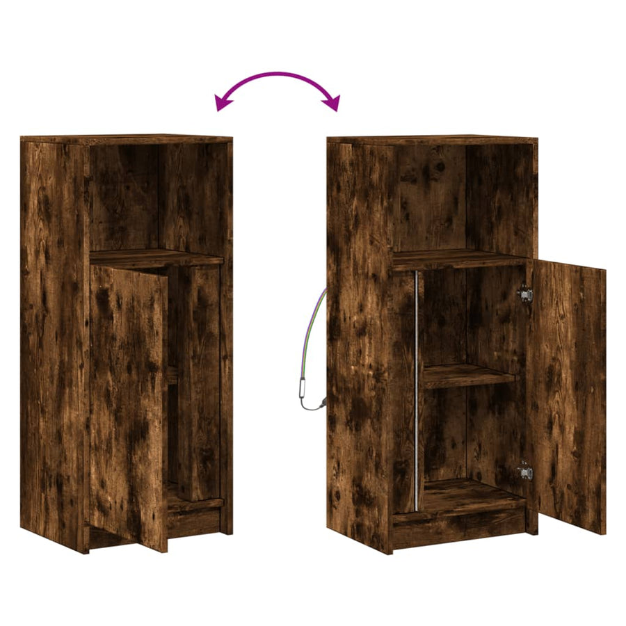 Dressoir met LED 42,5x34x100 cm bewerkt hout gerookt eikenkleur