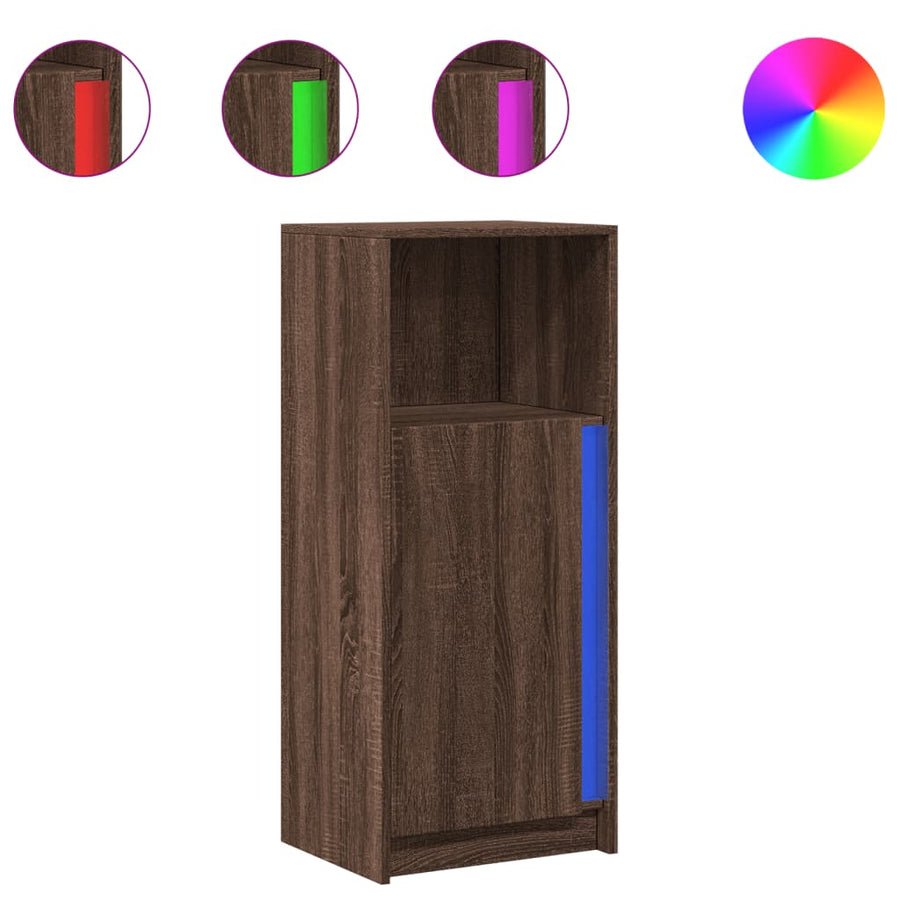 Dressoir met LED 42,5x34x100 cm bewerkt hout bruin eikenkleur