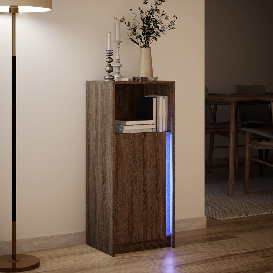 Dressoir met LED 42,5x34x100 cm bewerkt hout bruin eikenkleur