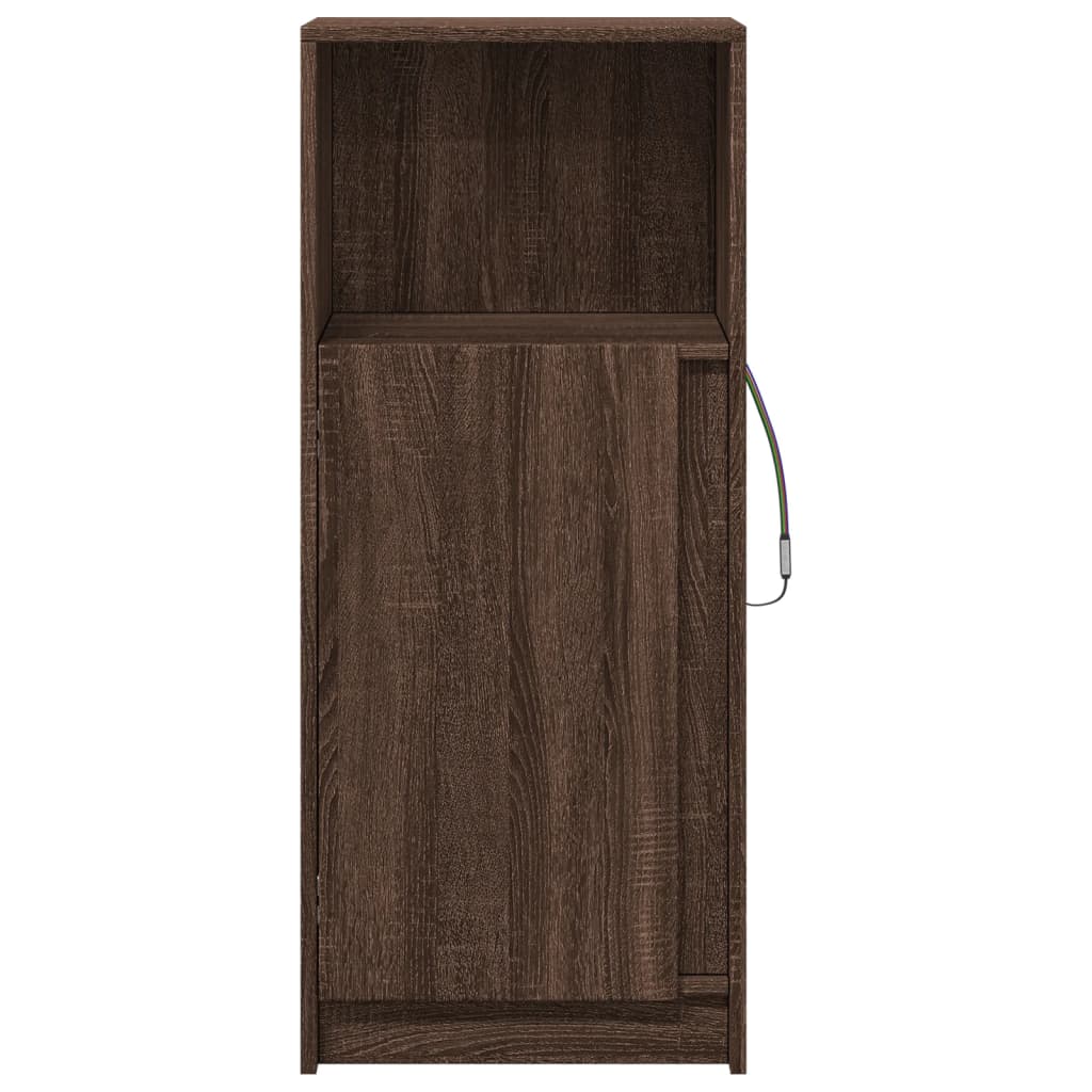 Dressoir met LED 42,5x34x100 cm bewerkt hout bruin eikenkleur