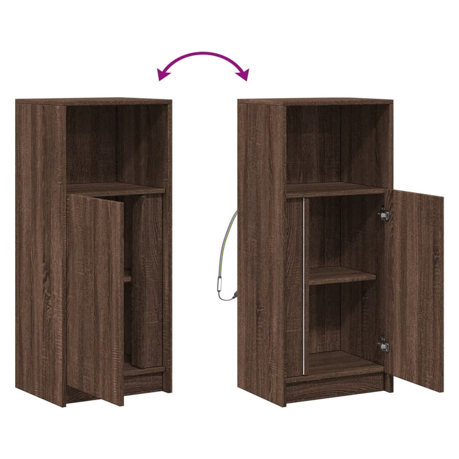Dressoir met LED 42,5x34x100 cm bewerkt hout bruin eikenkleur