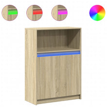 Dressoir met LED 72x34x100 cm bewerkt hout sonoma eikenkleurig