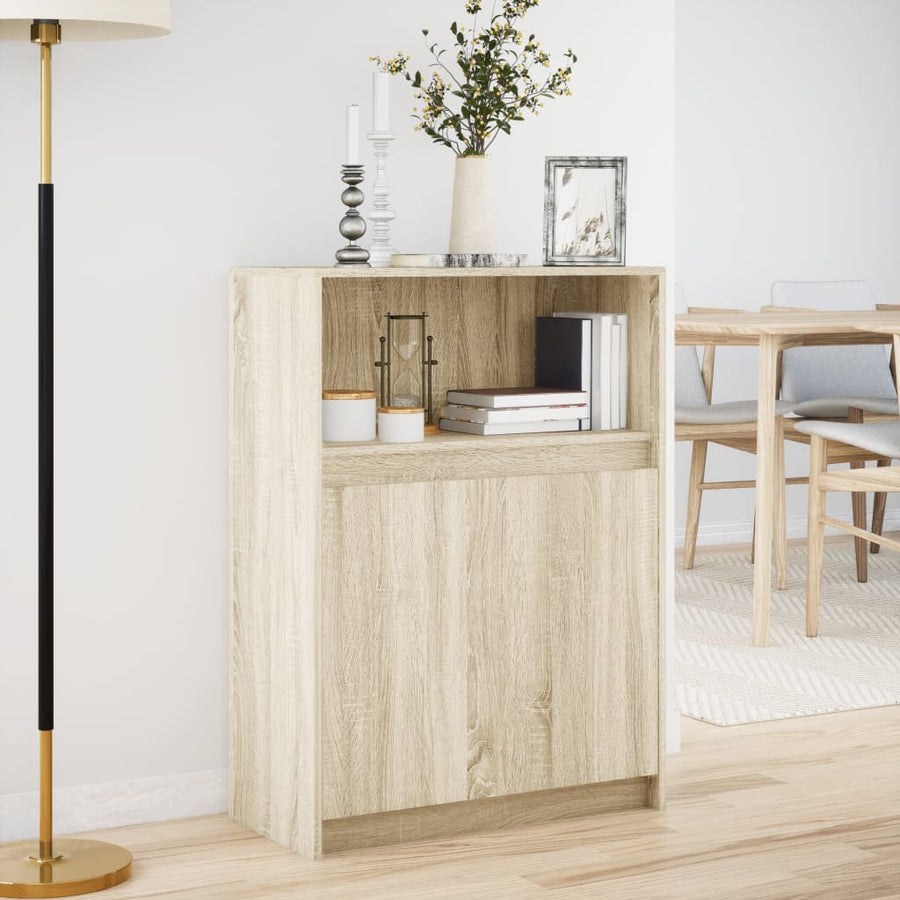 Dressoir met LED 72x34x100 cm bewerkt hout sonoma eikenkleurig
