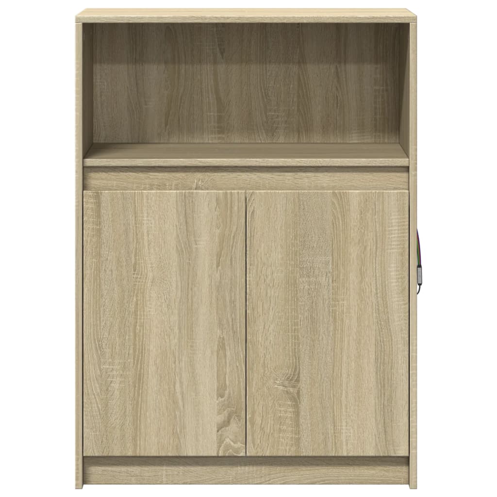 Dressoir met LED 72x34x100 cm bewerkt hout sonoma eikenkleurig