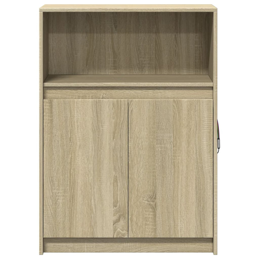 Dressoir met LED 72x34x100 cm bewerkt hout sonoma eikenkleurig