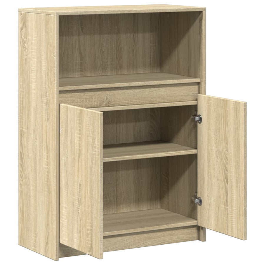 Dressoir met LED 72x34x100 cm bewerkt hout sonoma eikenkleurig