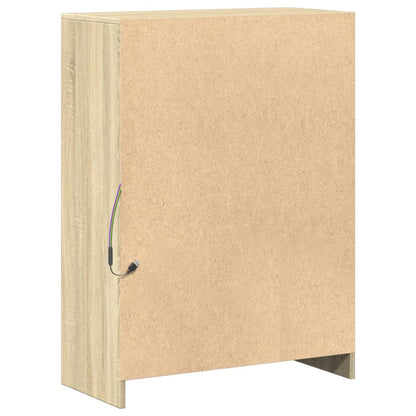 Dressoir met LED 72x34x100 cm bewerkt hout sonoma eikenkleurig