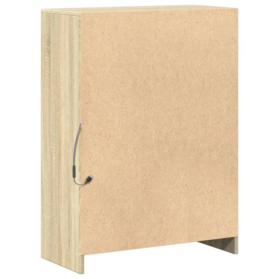 Dressoir met LED 72x34x100 cm bewerkt hout sonoma eikenkleurig