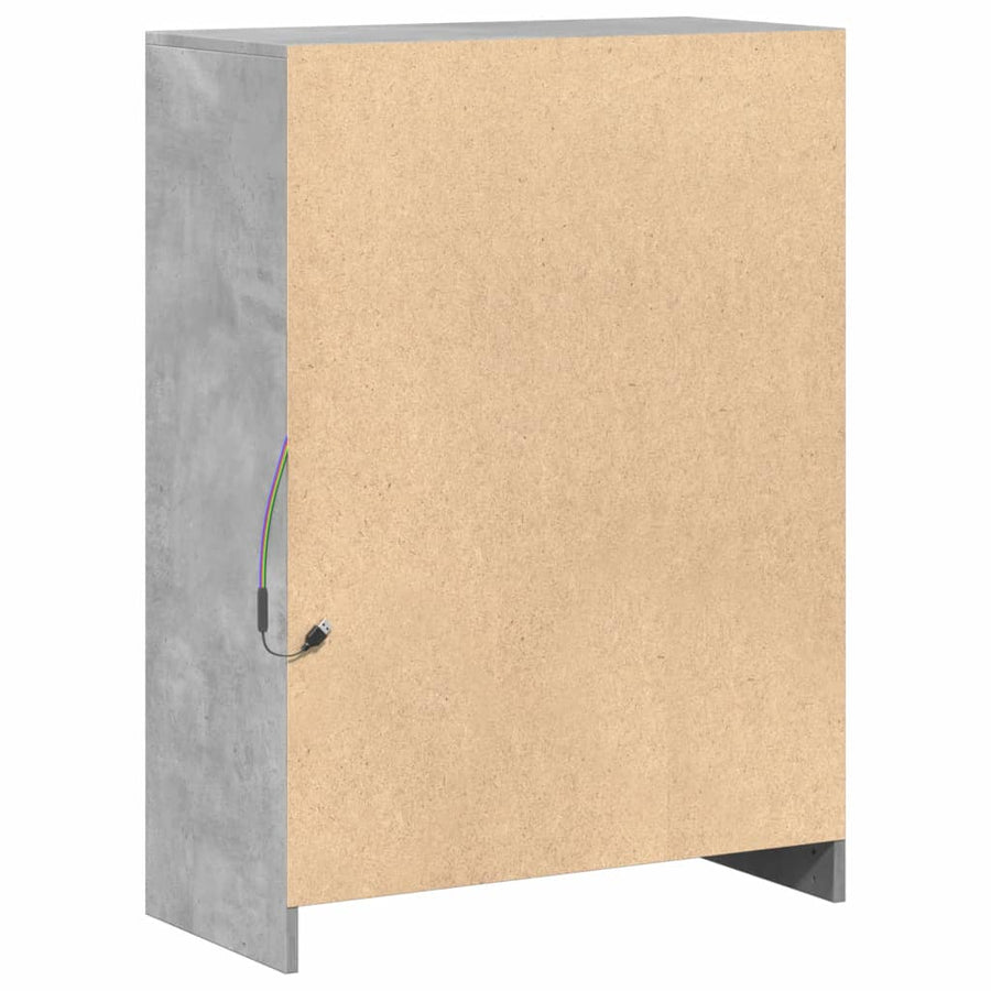 Dressoir met LED 72x34x100 cm bewerkt hout betongrijs