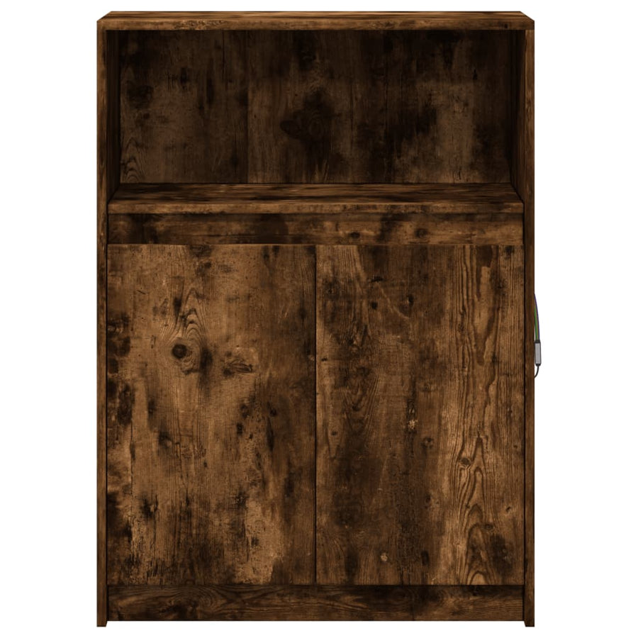 Dressoir met LED 72x34x100 cm bewerkt hout gerookt eikenkleurig