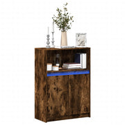 Dressoir 72x34x100 cm bewerkt hout gerookt eiken LED