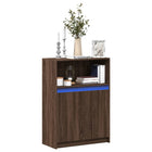 Sideboard with LED 72x34x100 cm engineered wood brown oak colour