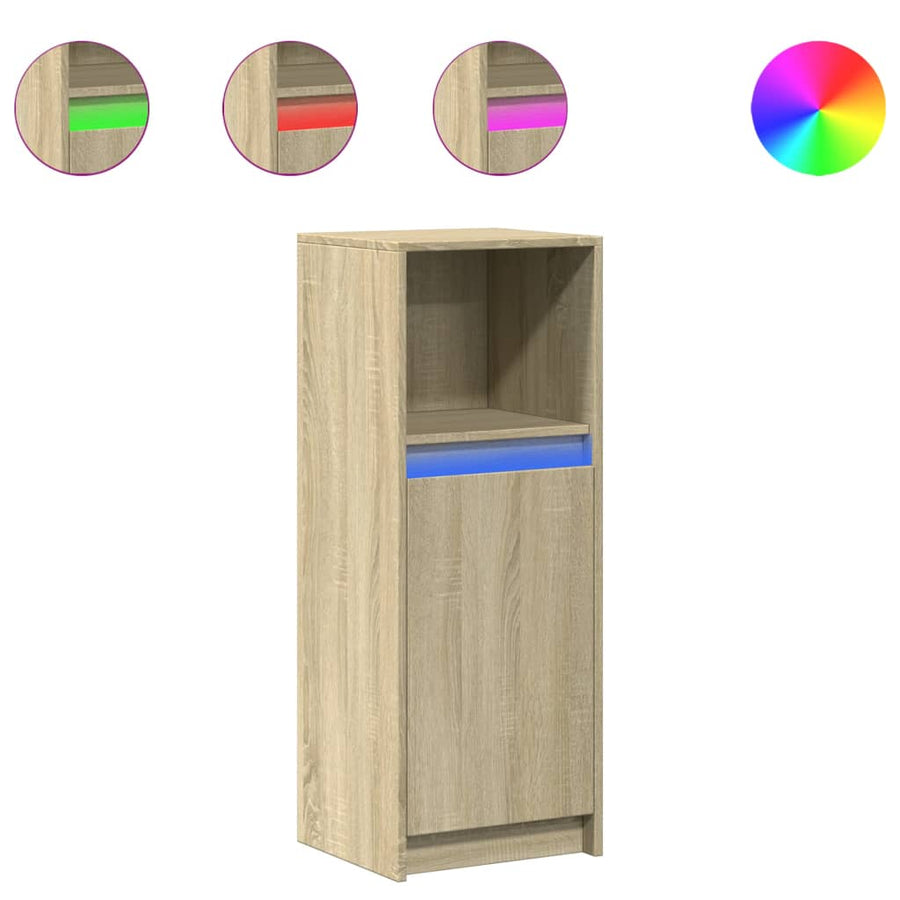 Dressoir met LED 38x34x100 cm bewerkt hout sonoma eikenkleurig