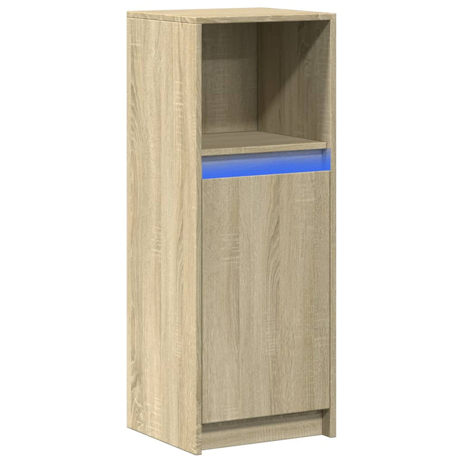 Dressoir met LED 38x34x100 cm bewerkt hout sonoma eikenkleurig