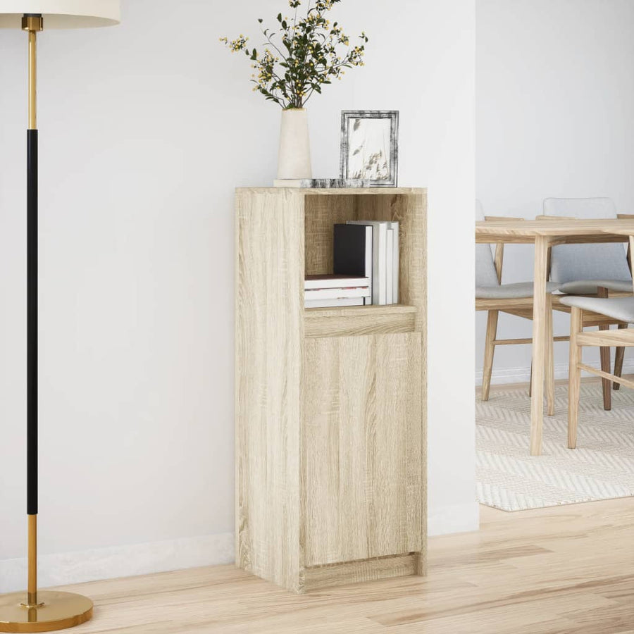 Dressoir met LED 38x34x100 cm bewerkt hout sonoma eikenkleurig