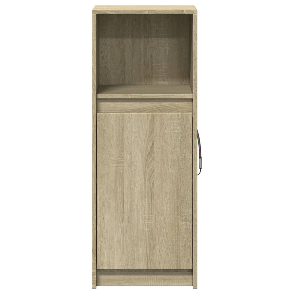 Dressoir met LED 38x34x100 cm bewerkt hout sonoma eikenkleurig
