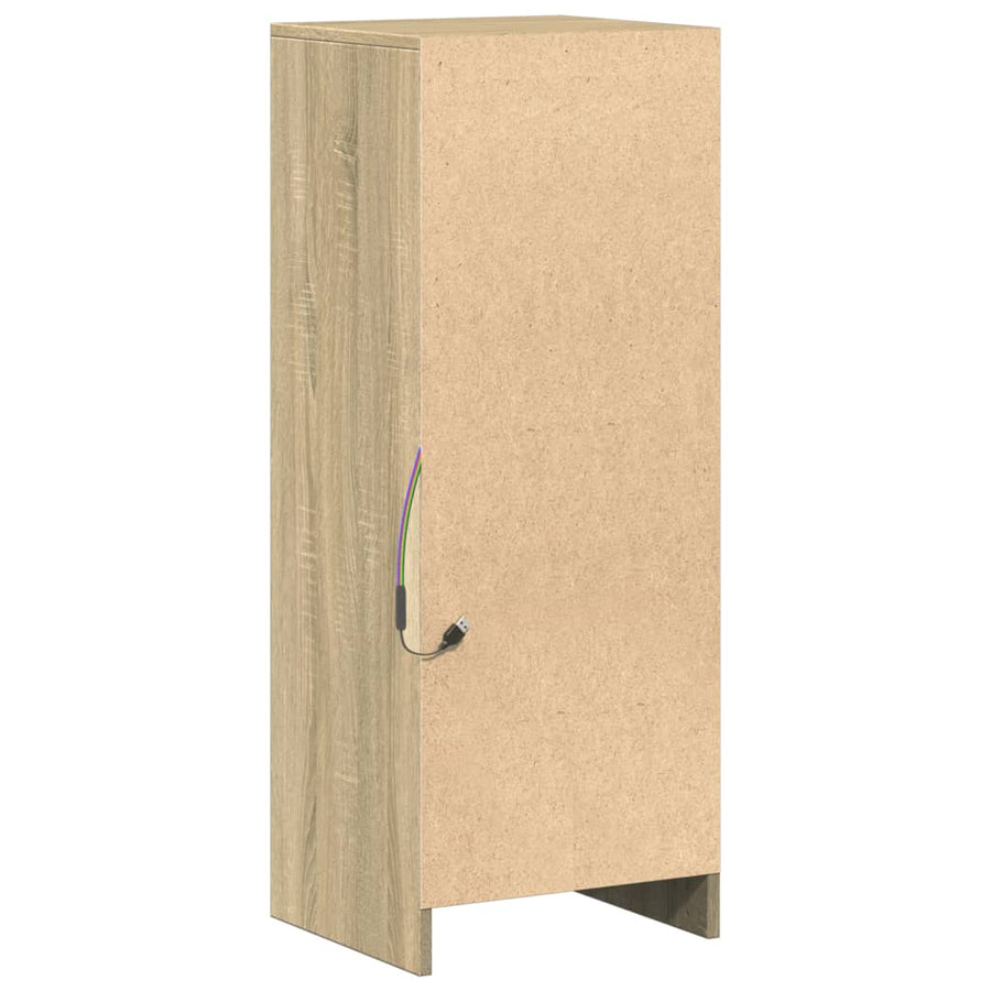 Dressoir met LED 38x34x100 cm bewerkt hout sonoma eikenkleurig