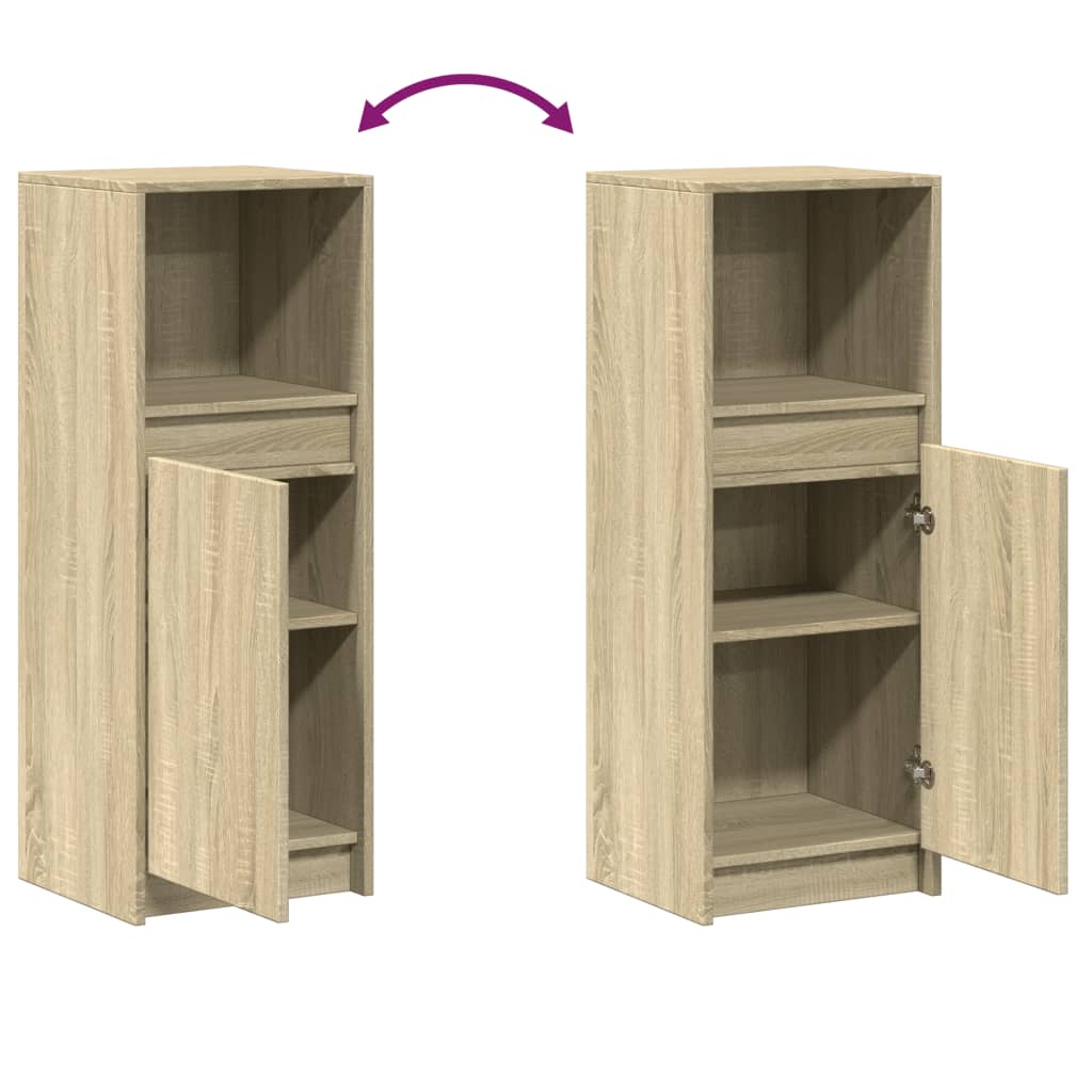 Dressoir met LED 38x34x100 cm bewerkt hout sonoma eikenkleurig