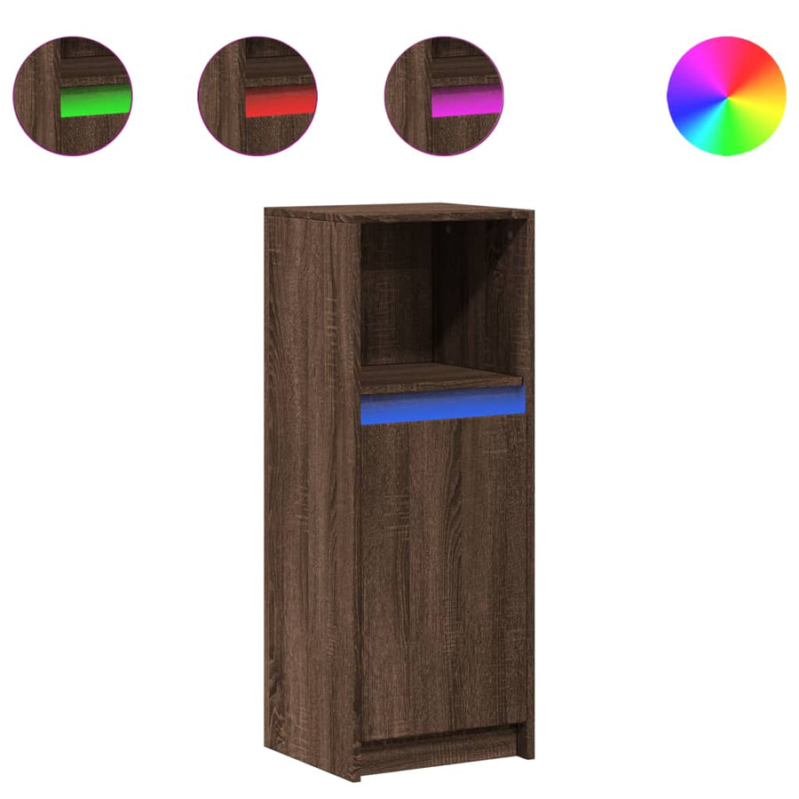 Dressoir met LED 38x34x100 cm bewerkt hout bruin eikenkleur