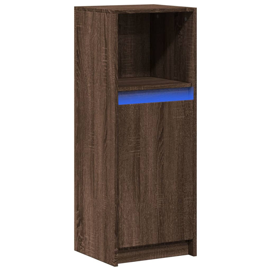 Dressoir met LED 38x34x100 cm bewerkt hout bruin eikenkleur