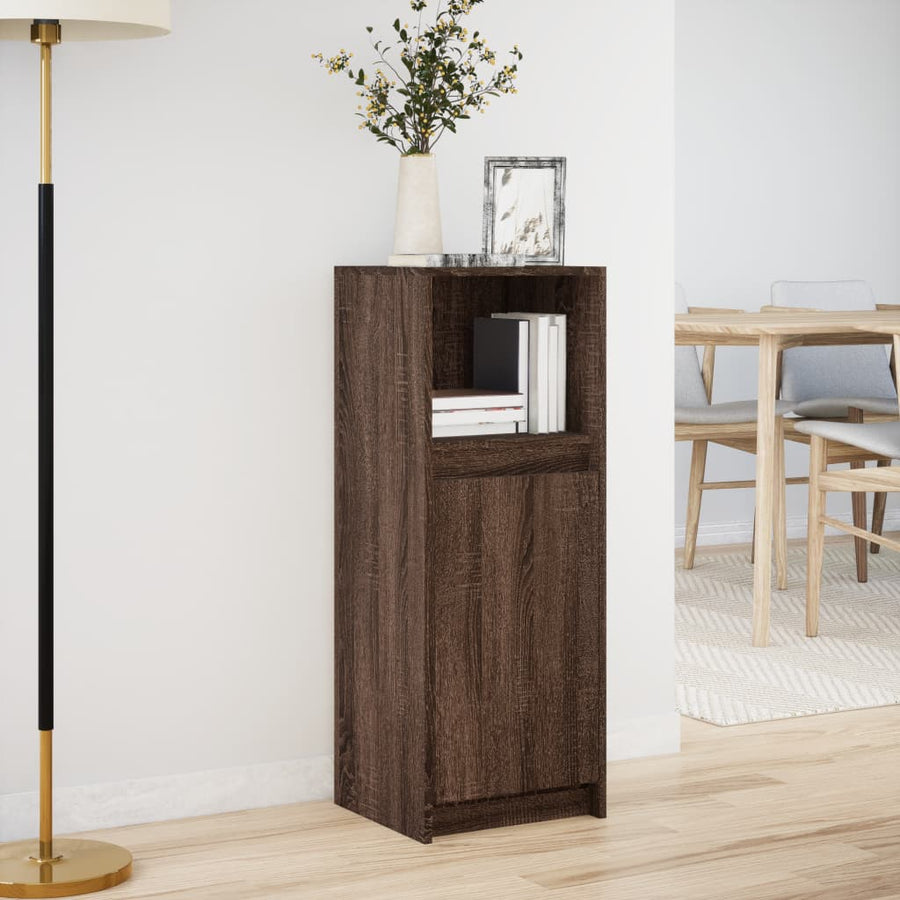 Dressoir met LED 38x34x100 cm bewerkt hout bruin eikenkleur