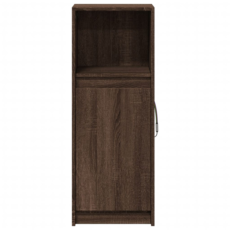 Dressoir met LED 38x34x100 cm bewerkt hout bruin eikenkleur