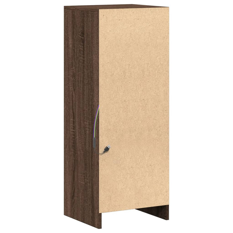 Dressoir met LED 38x34x100 cm bewerkt hout bruin eikenkleur