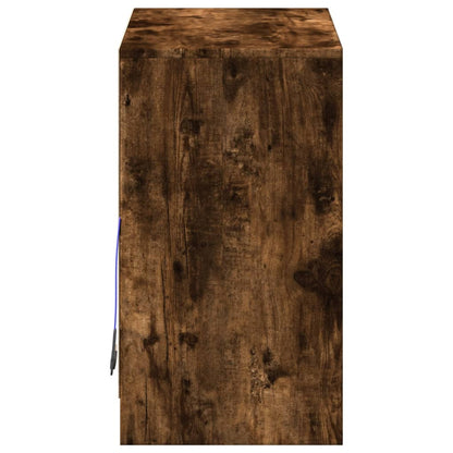 Dressoir met LED 72x34x61 cm bewerkt hout gerookt eikenkleurig