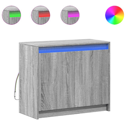 Dressoir met LED 72x34x61 cm bewerkt hout grijs sonoma eiken