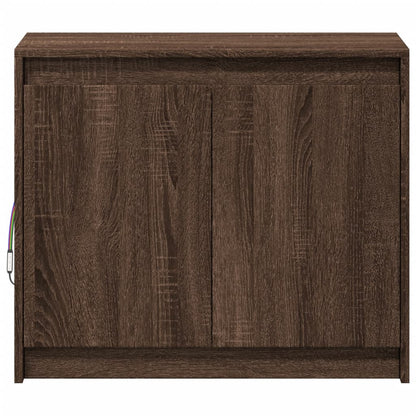 Dressoir met LED 72x34x61 cm bewerkt hout bruin eikenkleur