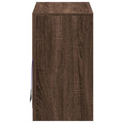 Dressoir met LED 72x34x61 cm bewerkt hout bruin eikenkleur