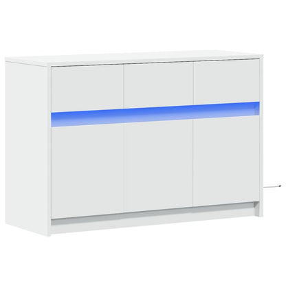 Tv-meubel met LED 91x34x61 cm bewerkt hout wit