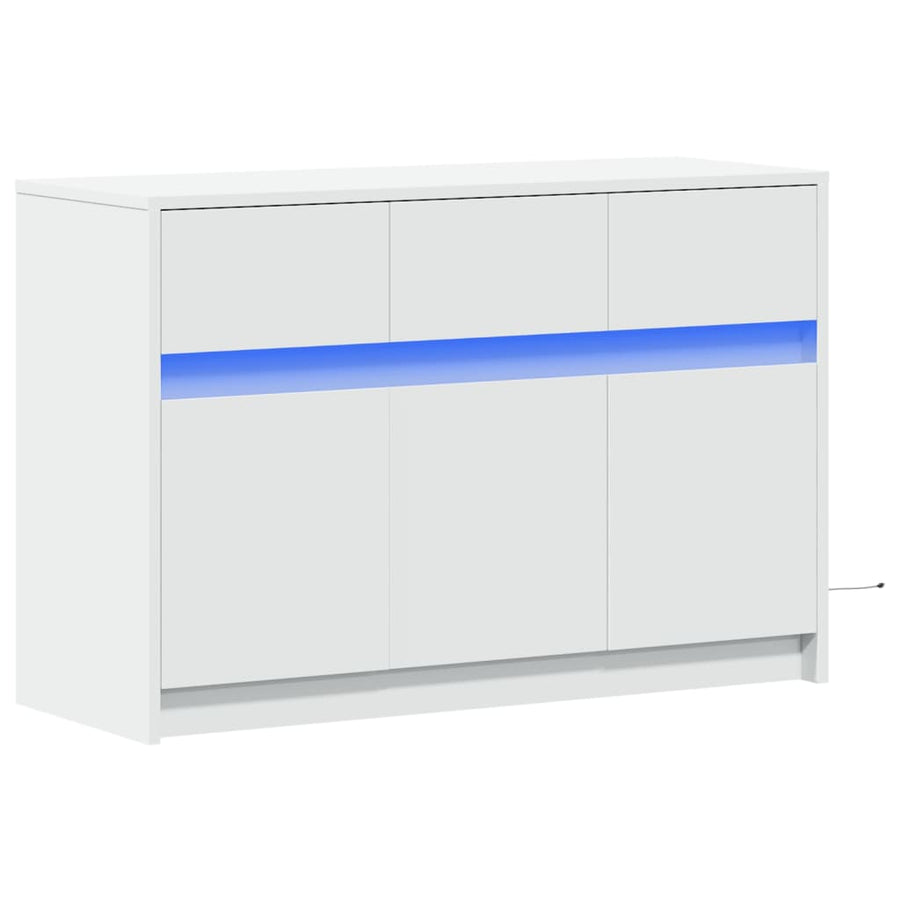 Tv-meubel met LED 91x34x61 cm bewerkt hout wit